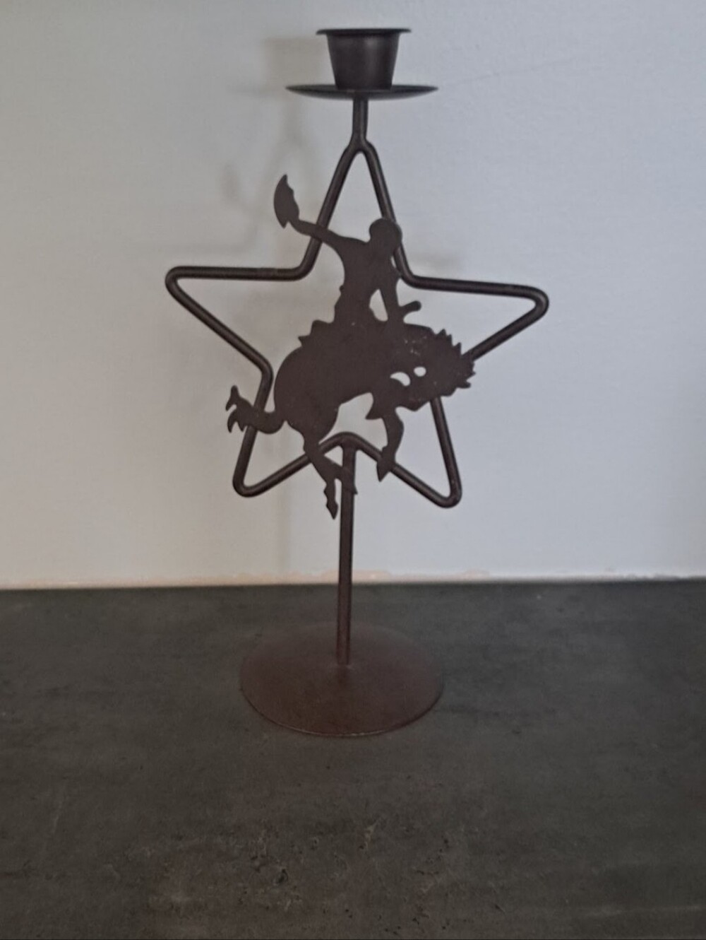 Rust Brown Star Rodeo Metal Candle Holder - Unbranded